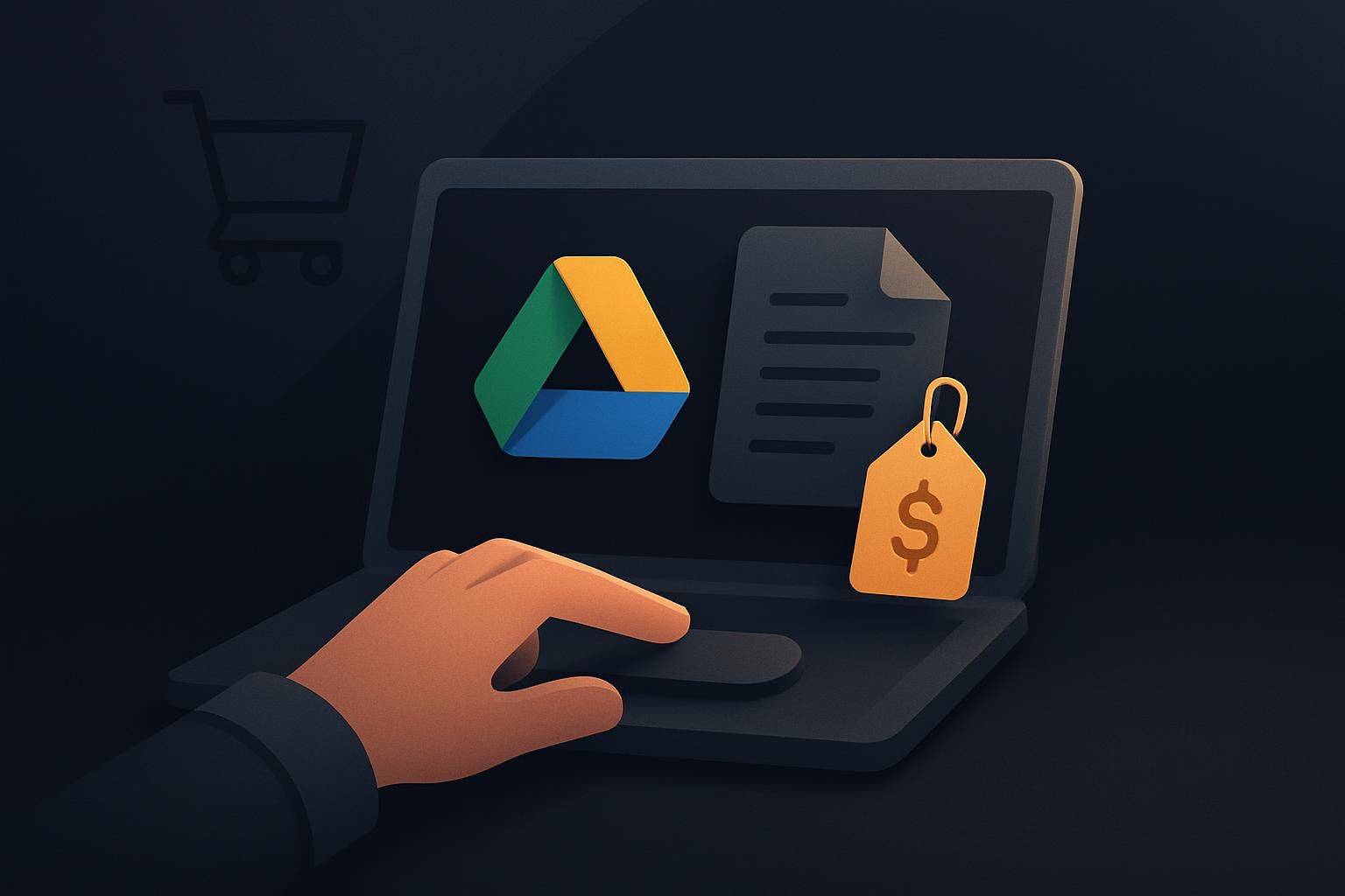 A digital marketplace concept representing file sharing and monetization.
